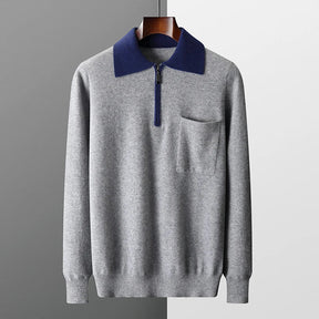 CASHMERE POLO ZIP UP