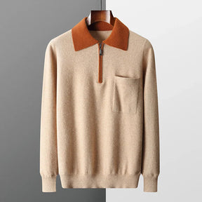 CASHMERE POLO ZIP UP