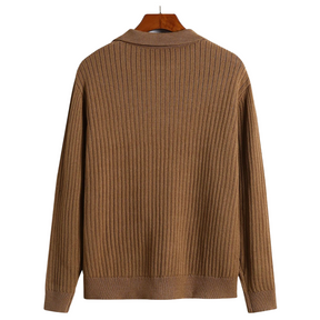 V-Neck Polo Sweater Ribbed