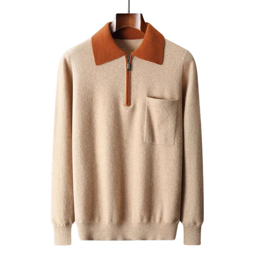 CASHMERE POLO ZIP UP